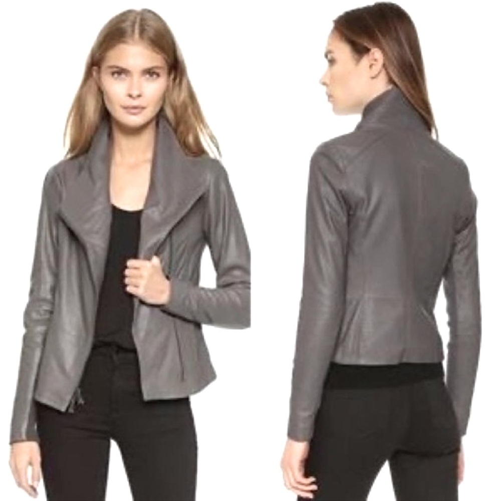 Vince. Goat leather Moto Jacket in gray!